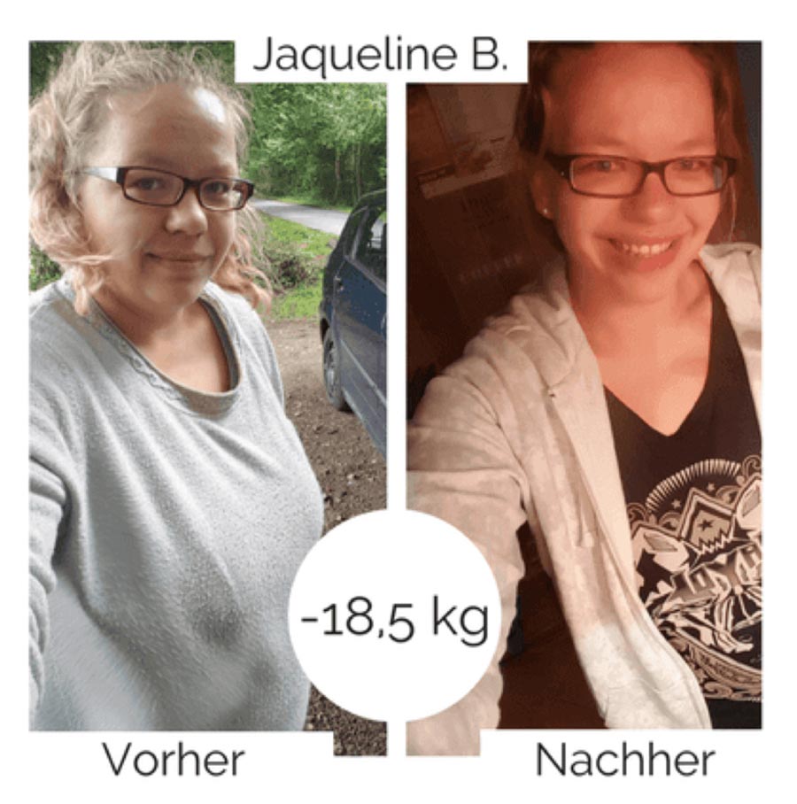 Erfahrung mit dem intueat Programm. Jaqueline hat über 18 kg ohne Diät abgenommen.